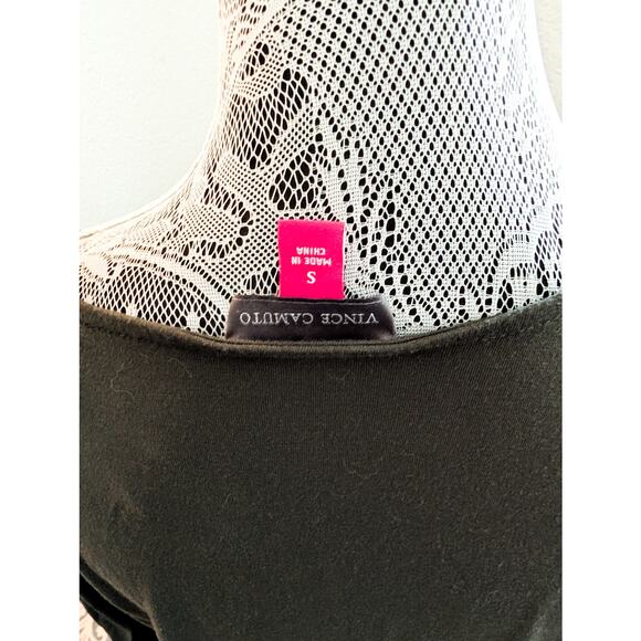 Vince Camuto High Low Hem Wrap Front Viscose Poly Blend Top in Black Size Small - Picture 4 of 5